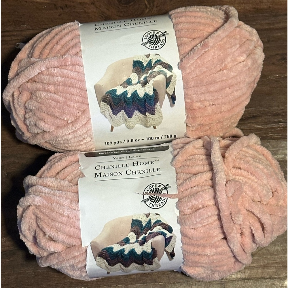 NEW Chenille Home Yarn 2 skeins pack - Blush Pink